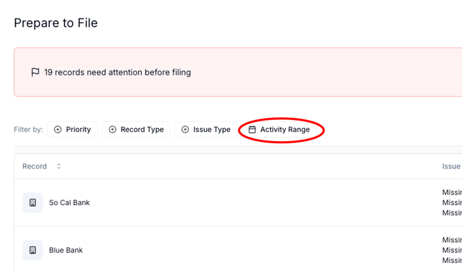 Then click on Activity Range